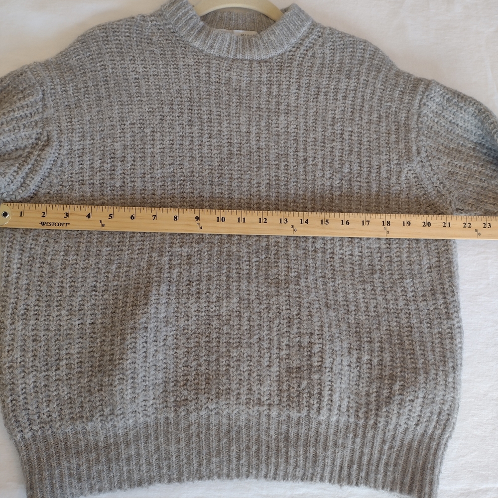 Zara Alpaca Wool Blend Chunky Knit Mockneck Sweater Light Gray Size S - Picture 14 of 14